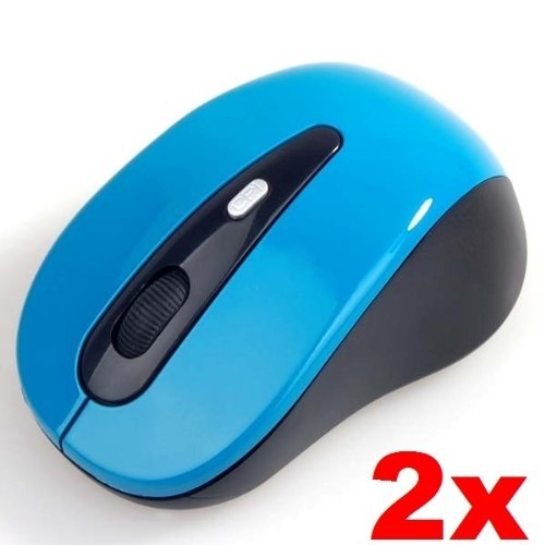 Neewer TWO Cordless USB Receiver Wireless 2.4G Optical Mouse Vista - BLUE