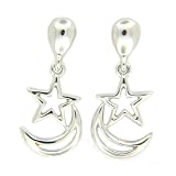Dangle Earrings Star and Moon