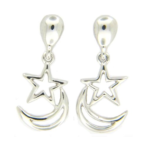 Dangle Earrings Star and Moon