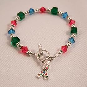 Autism Awareness Puzzle Charm Swarovski Crystal Toggle Bracelet