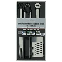 Mr. Bar-B-Q 3-Piece Oval Stainless Handle Tool Set