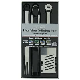Mr. Bar-B-Q 3-Piece Oval Stainless Handle Tool Set by Mr. Bar-B-Q