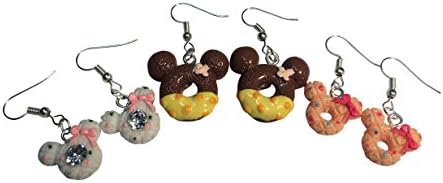 3 Super Cute Pairs of Kawaii Girls Yummy Donut Mouse with Bow Earrings from Jenna Lyn