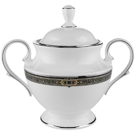Lenox Vintage Jewel Platinum-Banded Bone China Sugar Bowl by Lenox