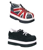KICKER-22/31, 2 1/2 Suede or Leather Skull & Bones or Union Jack Platform Sneaker, Demonia by Pleaser USA