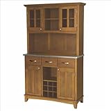 Home Styles Furniture Large Cottage Oak Buffet with 2-Door Hutch and Stainl ....