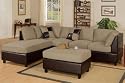 Sofa Sectional Set (Chaise Left) with Ottoman in Pebble - F7617