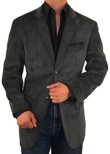 Executive 2-button Sport Coat Italian Velvet Corduroy Blazer Sportcoat Extra Soft Super 140's Fabric Charcoal