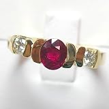14K Yellow Gold Three-Stone Ruby and Diamond Ring