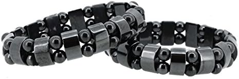 One Pair of Magnetic Stretch Black Simulated Hematite Bracelets