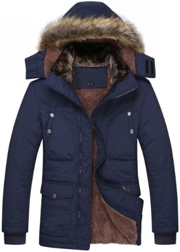 4HOW Mens Fleece Lined Outdoor Jacket Coat Navy Blue Size XXXXL