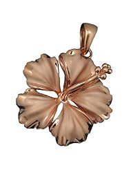 925 Silver Rose Gold Plated 23mm Hibiscus Pendant Hawaiian Silver Jewelry