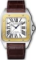 Cartier Men's Santos 100 XL Automatic Yellow Gold Stainless Steel and Leather Watch #W20072X7