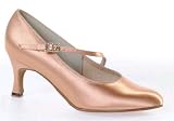 310 Paris Ladies' Court Shoe with a 2 Flared Heel in Flesh Satin (Regular Fit)