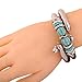 Yazilind Vintage Tibetan Silver Twisted 2 Layer Adjustable Rimous Green Turquoise Arm Bangle Bracelet