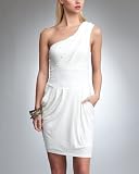 One Shoulder Pleated Jersey Dress WHITE (M) 41G0bKjejHL. SL160 One Shoulder Pleated Jersey Dress WHITE (M)