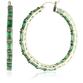 Cubic Zirconia by Kenneth Jay Lane Emerald Shape Hoop Earring