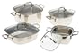 Prime Cookware 8 Piece Square Stainless Steel Cookware Set with Glass Lids