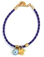 Hamsa & Evil Eye Purple Leather Charms Bracelet By MIZZE
