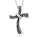 Natural Diamond and Amethyst Cross Necklace title=