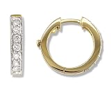 1/2 Carat Bead-set Diamond Hoop Earrings in 14k Yellow Gold (with Safety Lock)