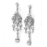 Bridal Earrings, Crystal & Rhinestone Silver Chandelier Earrings for Weddings 684