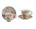 Gracie China Cream Rose Chintz 8-Ounce Porcelain Tea Cup and Saucer with Gold Trim, Set of 2 Gift Boxed