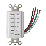 Woods 59007 Decora Style 30-15-10-5 Minute Preset Wall Switch Timer, White, 30-Minute ~ Woods