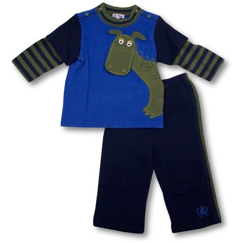 LeTop Infant Boys Blue Pant Set ~ Big Dragon