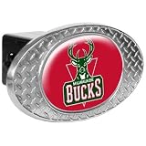 NBA Metal Diamond Plate Trailer Hitch Cover Team: Bucks
