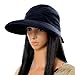 Nsstar Handmade Chic Fashion Ladies Woman Bohemia Bowknot Summer Dual Purpose Two USES Polyester Hat Braid Sun Visor Floppy Fold Summer Swimming Beach Hat (Dark Blue)