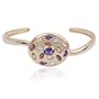 18k Yellow Gold Plated Sterling Silver Multi-Gemstone Oval Cuff Bracelet
