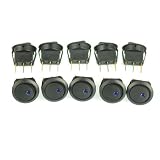 10x New 12v Round Rocker Toggle Switch Blue Led Spst For All 