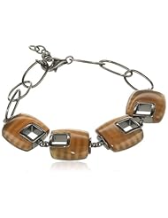 Black Rhodium Plated Sterling Silver 36 CT Synthetic Coffee Cats Eye Bracelet, 7.25"