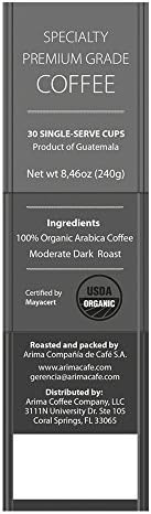 ARIMA Organic USDA Certified Specialty Grade Coffee, Single-serve Cups, Limited Edition, Compatible with Keurig K-cup Brewers, 30 Count