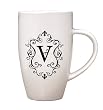 Tapered 10 oz Ceramic Coffee Mug, Monogram - V Tapered 10 oz Ceramic Coffee Mug, Monogram - V