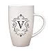 Tapered 10 oz Ceramic Coffee Mug, Monogram - V
