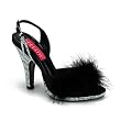 4 Inch Heel Rhinestone Fur Sandals Marabou Satin Sexy Shoes Black Pink Red