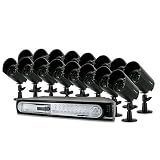 Defender SENTINEL4 Web Ready 16 Channel DVR Security System Digital Video Recorder with 16 Indoor/Outdoor Hi-Res Night Vision Surveillance Cameras