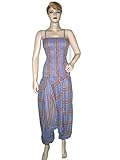 Womens Cotton Yoga Baby Blue Stripes Print Tank Top Capri Bohemian Dress