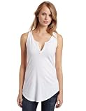 LAmade Women's Henley Tank, White, Small