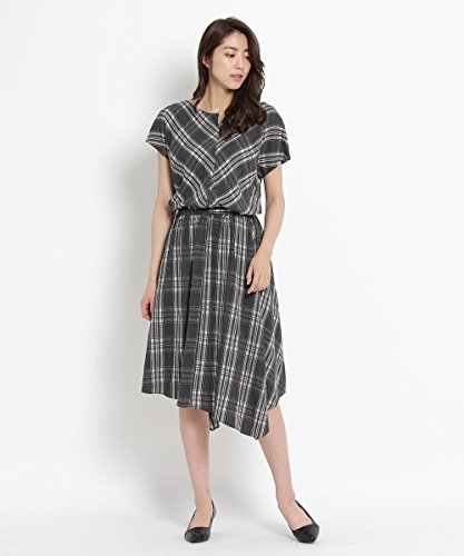 UNTITLED(アンタイトル)[L]NALYA チェックスリットネックワンピース