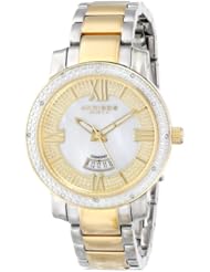 Akribos XXIV Womens AK507TT Diamond Accented Swiss Quartz Gold Two-Tone Stainless Steel Bracelet Watch