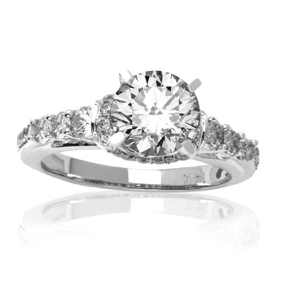 Pave And Prong Set Round Diamonds Engagement Ring with a 0.5 Carat G H SI2 Round Cut Un Certified Center Stone and 0.85 Carats of Side Diamonds (1.35 Cttw) 41G10LBfOqL Pave And Prong Set Round Diamonds Engagement Ring with a 0.5 Carat G H SI2 Round Cut Un Certified Center Stone and 0.85 Carats of Side Diamonds (1.35 Cttw)