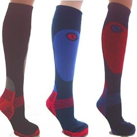 3prs Men's Ski Socks Long Hose Socks 6-11 Coloured Heel