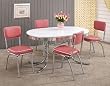5 Piece Chrome Plated Dining Set with Chairs in Rose Cushions By Coaster Furniture