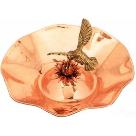 Achla HBBB01 13 Inch Hummingbird Bird Bath Basin in Polished Copper With Threaded Base by