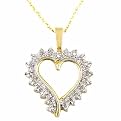 10K Yellow Gold .10CT Diamond Heart Pendant with 18