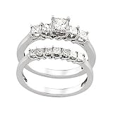 14K White Gold Diamond Wedding Set - 1.37 Ct.