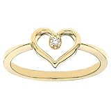 14k Yellow Gold Diamond Heart Ring (H/I1, 0.02 ct. tw.)